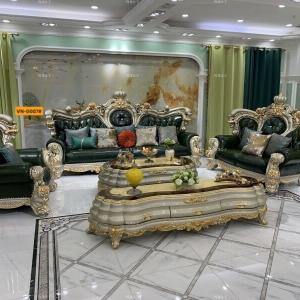 Sofa Tân Cổ Điển CEN-0007 - Gỗ Hồng Vàng, Da Bò Bắc Âu (Liên hệ Zalo 081.902.9111 để được Giá Tốt)