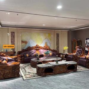 Sofa Tân Cổ Điển CEN-8989 - Gỗ Mun, Da Bò Bắc Âu (Liên hệ Zalo 081.902.9111 để được Giá Tốt)