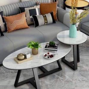 Cặp Bàn Trà Đôi Elip Mặt Đá Vân Mây Giá Rẻ BT11