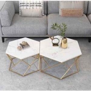 Cặp Bàn Trà Đôi Mặt Đá Tròn Vân Mây BT13