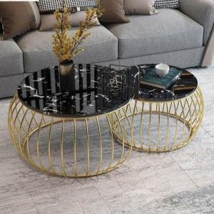 Cặp Bàn Trà Đôi Mặt Đá Tròn Vân Mây BT19
