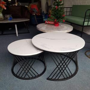 Cặp Bàn Trà Đôi Mặt Đá Tròn 3D BT20