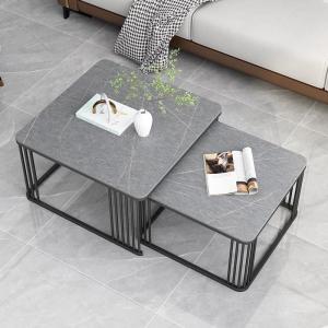Cặp Bàn Trà Đôi Vuông Mặt Đá Ceramic Cao Cấp BT03
