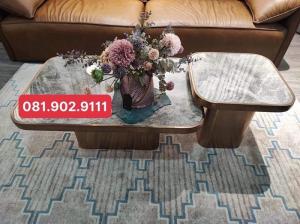 Bàn Trà Đôi Vuông Inox mạ đồng xước, Mặt đá ceramic cao cấp CEN-BS150