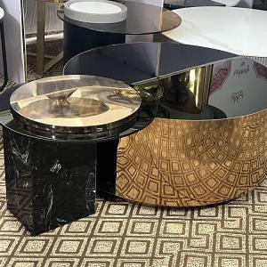 Bàn Trà Đôi inox mạ vàng CEN-BS136