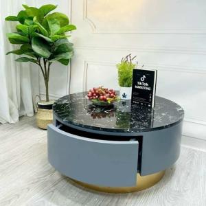 Bàn Trà Sofa Hộp Tròn Mặt Đá CEN-BS120