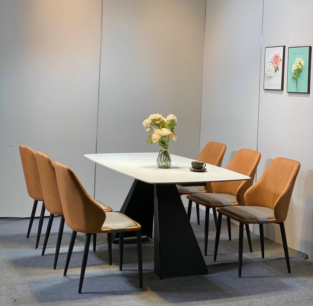 Bộ Bàn Ăn chân A + 6 Ghế Nhập Khẩu CEN-B151