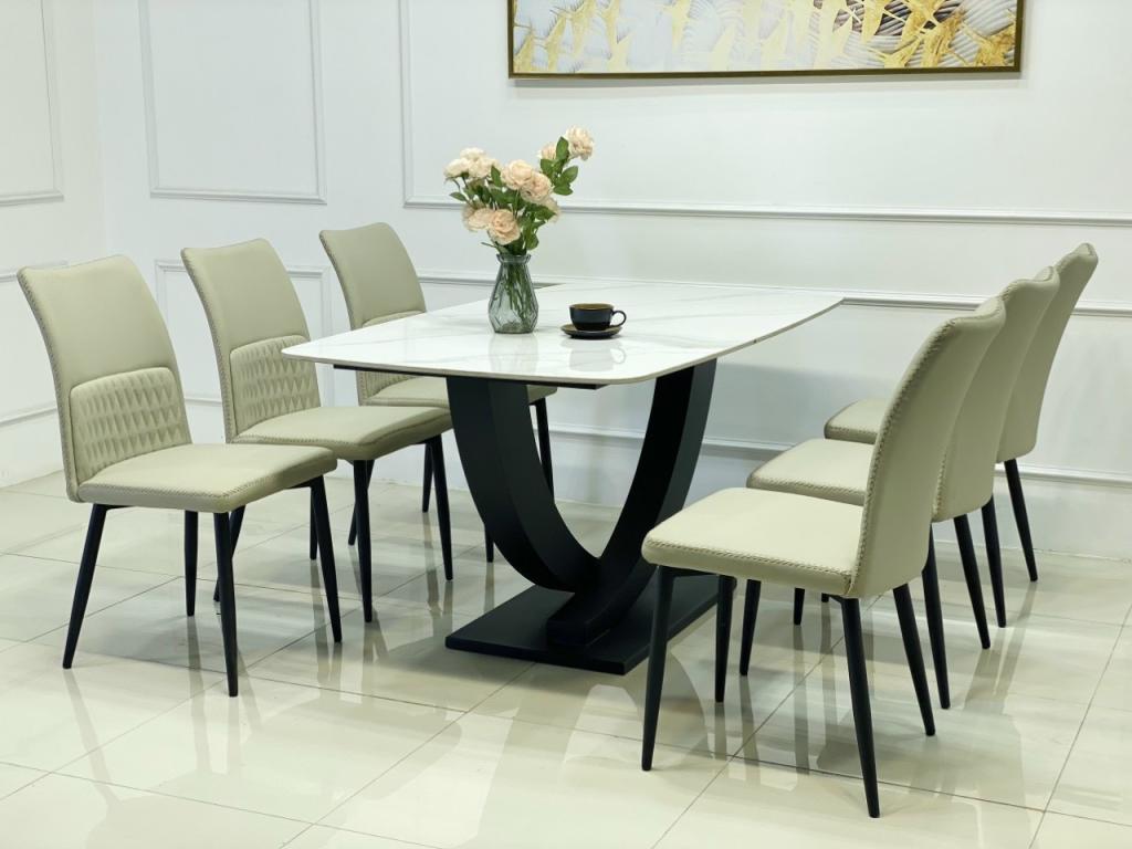 Bộ Bàn Ăn Chân Cung Trăng + 6 Ghế Nhập Khẩu CEN-B152