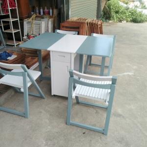 Bộ Bàn Ghế Ăn Gấp Gọn Gỗ Sồi (Bộ 4 Ghế nan) CEN-BG21