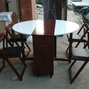 Bộ Bàn Ghế Ăn Thông Minh Gấp Gọn Gỗ Sồi (Bộ 4 Ghế nan) CEN-BG09