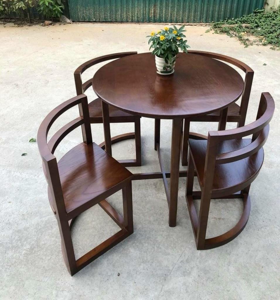 Bộ Bàn Ghế Ăn Thông Minh Gấp Gọn Gỗ Sồi (Bộ 4 Ghế nan) CEN-BG13