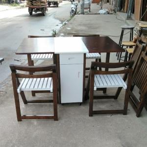 Bộ Bàn Ghế Ăn Thông Minh Gấp Gọn Gỗ Sồi (Bộ 4 Ghế nan) CEN-BG18