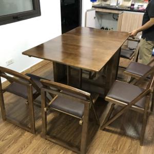 Bộ Bàn Ghế Ăn Thông Minh Gấp Gọn Gỗ Sồi (Bộ 4 Ghế nan) CEN-BG19