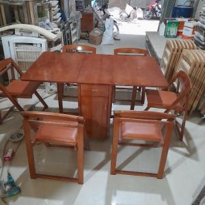 Bộ Bàn Ghế Ăn Thông Minh Gấp Gọn Gỗ Sồi (Bộ 6 Ghế Đệm) CEN-BG04