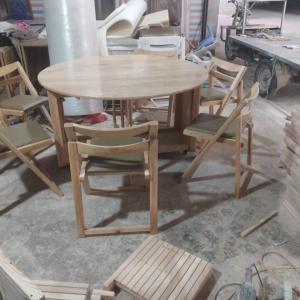 Bộ Bàn Ghế Ăn Thông Minh Gấp Gọn Gỗ Sồi (Bộ 4 Ghế nan) CEN-BG12