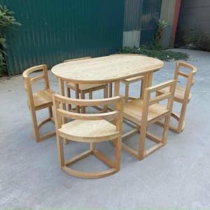Bộ Bàn Ghế Ăn Thông Minh Gấp Gọn Gỗ Sồi (Bộ 6 Ghế nan) CEN-BG08