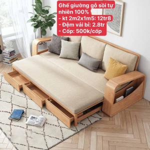 Ghế Sofa Giường Gỗ Sồi Tự Nhiên CEN-SG13