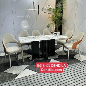 Bộ Bàn Ăn 6 Ghế CEN-B365 (đá tinh thể xuyên sáng sang trọng)