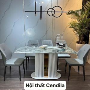 Bộ Bàn Ăn 6 Ghế Cao Cấp CEN-B409 (đá tinh thể xuyên sáng sang trọng)