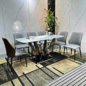 Bộ Bàn Ăn 4 Ghế bọc da chống xước, mặt đá tinh thể suyên sáng CEN-B423