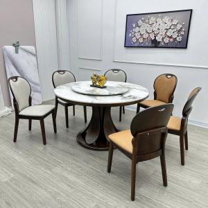 Bộ Bàn Ăn Gỗ 6 Ghế Bọc Da Nhập Khẩu CEN-B403