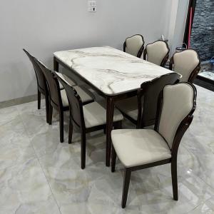 Bàn ăn 6 Ghế Ăn Gỗ Bọc Da Nhập Khẩu CEN-B420
