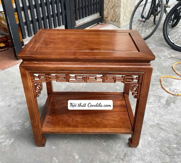 Đôn chữ nhật gỗ Hương Đá màu Óc Chó kích thước 30 x 40 , 35 x 50 , 40 x 60 cao 50 60 70 80 cm (ĐG-05)