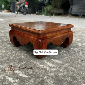 Kỷ vuông chân quỳ gỗ Hương Đá màu Óc Chó kích thước mặt 14 16 18 20 22 25 cao 9 cm - ĐG11