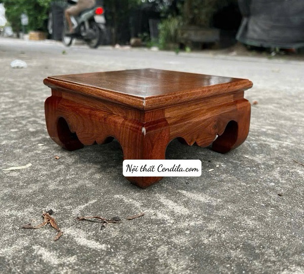 Kỷ vuông chân quỳ gỗ Hương Đá màu Óc Chó kích thước mặt 14 16 18 20 22 25 cao 9 cm - ĐG11